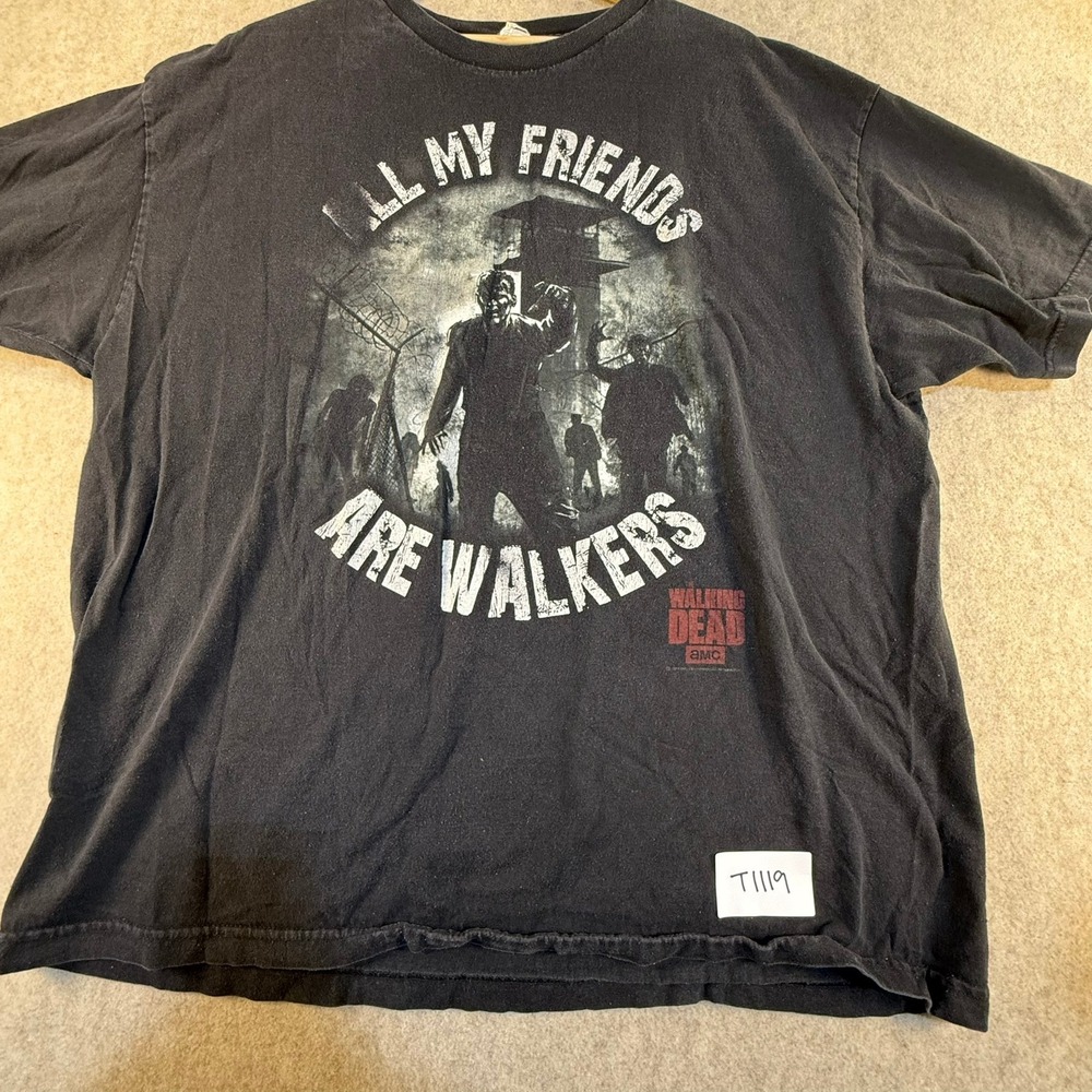 AMC‎ The Walking Dead All My Friends Are Walkers Black Graphic T-Shirt Mens 2XL